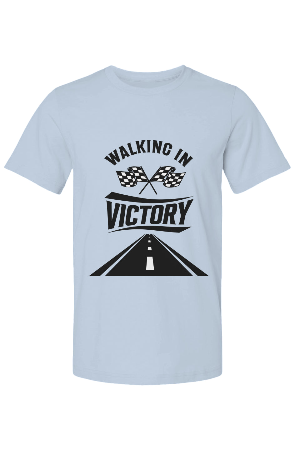Walking In Victory Christian Men’s T-Shirt – Light Blue
