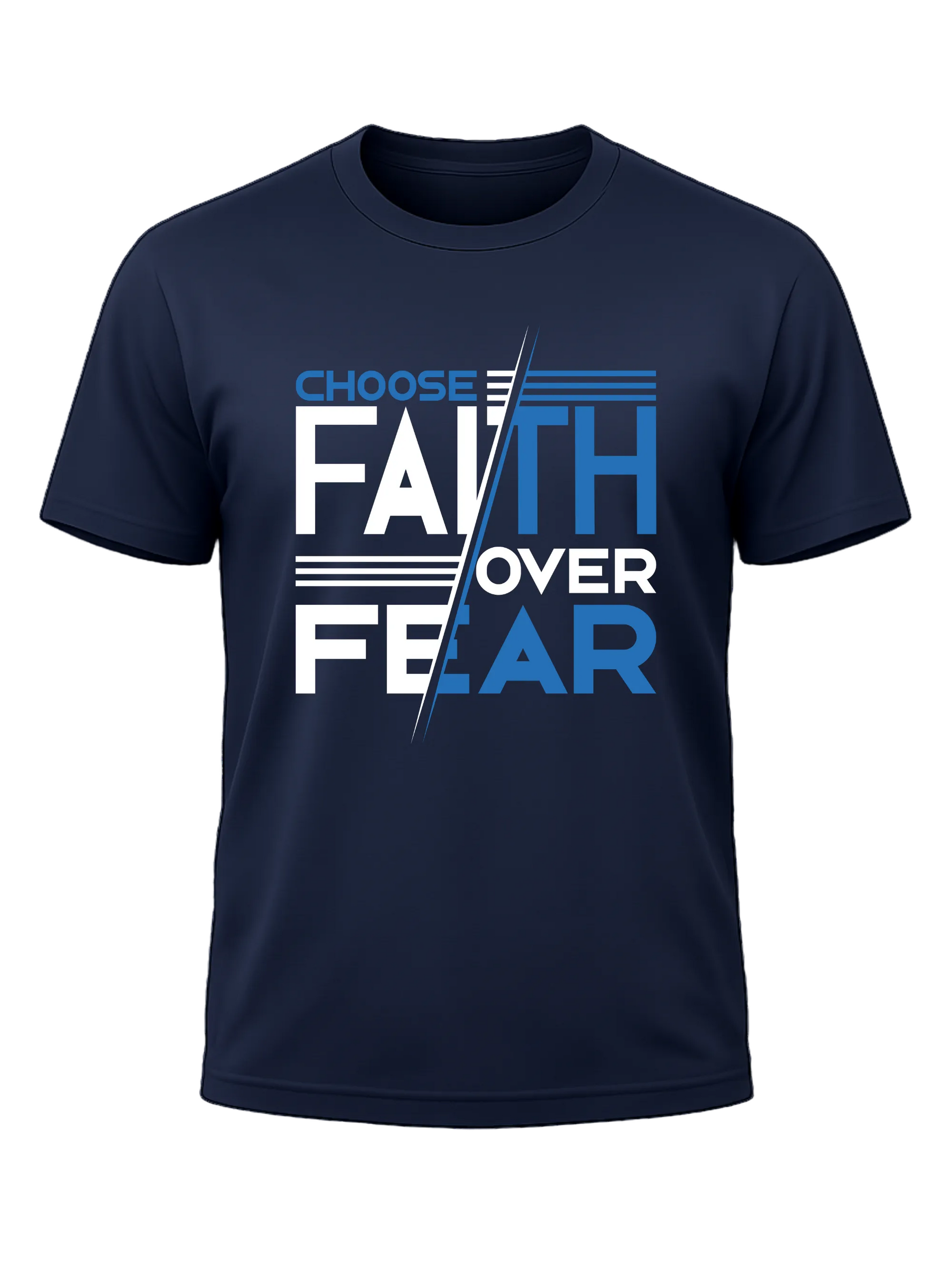 Choose Faith Over Fear Christian T Shirt navy unisex faith apparel