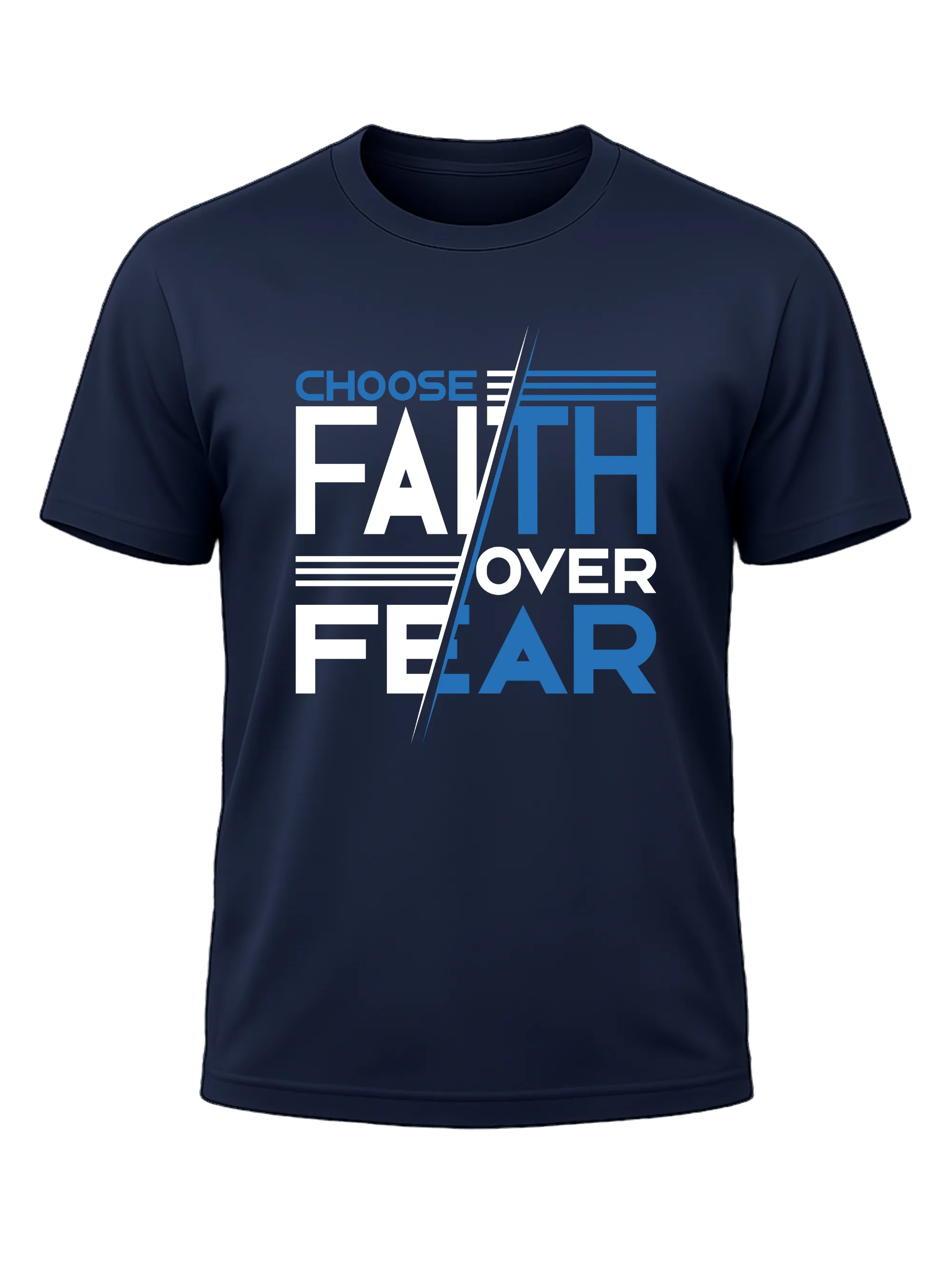 Choose Faith Over Fear Christian T Shirt navy unisex faith apparel