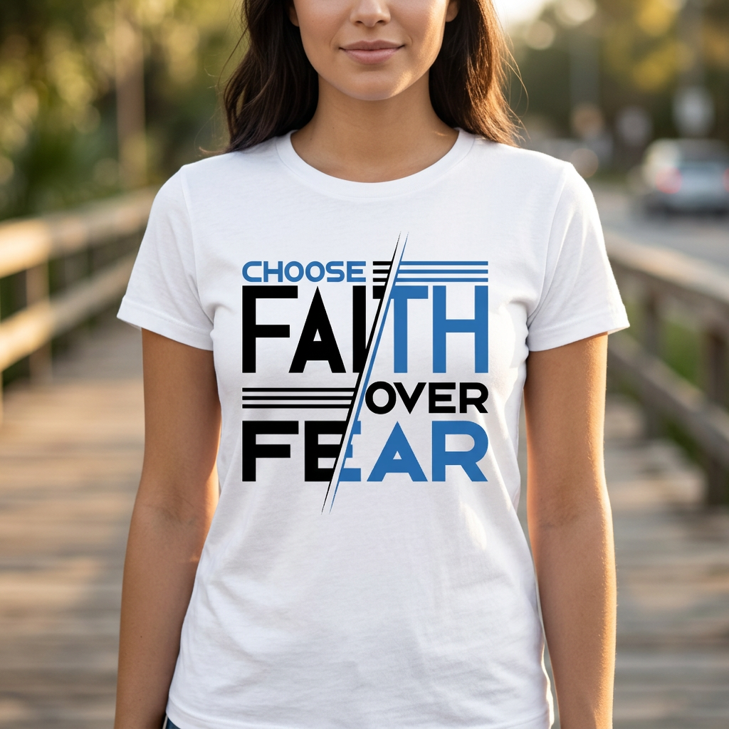 Choose Faith Over Fear Christian T Shirt white unisex faith apparel