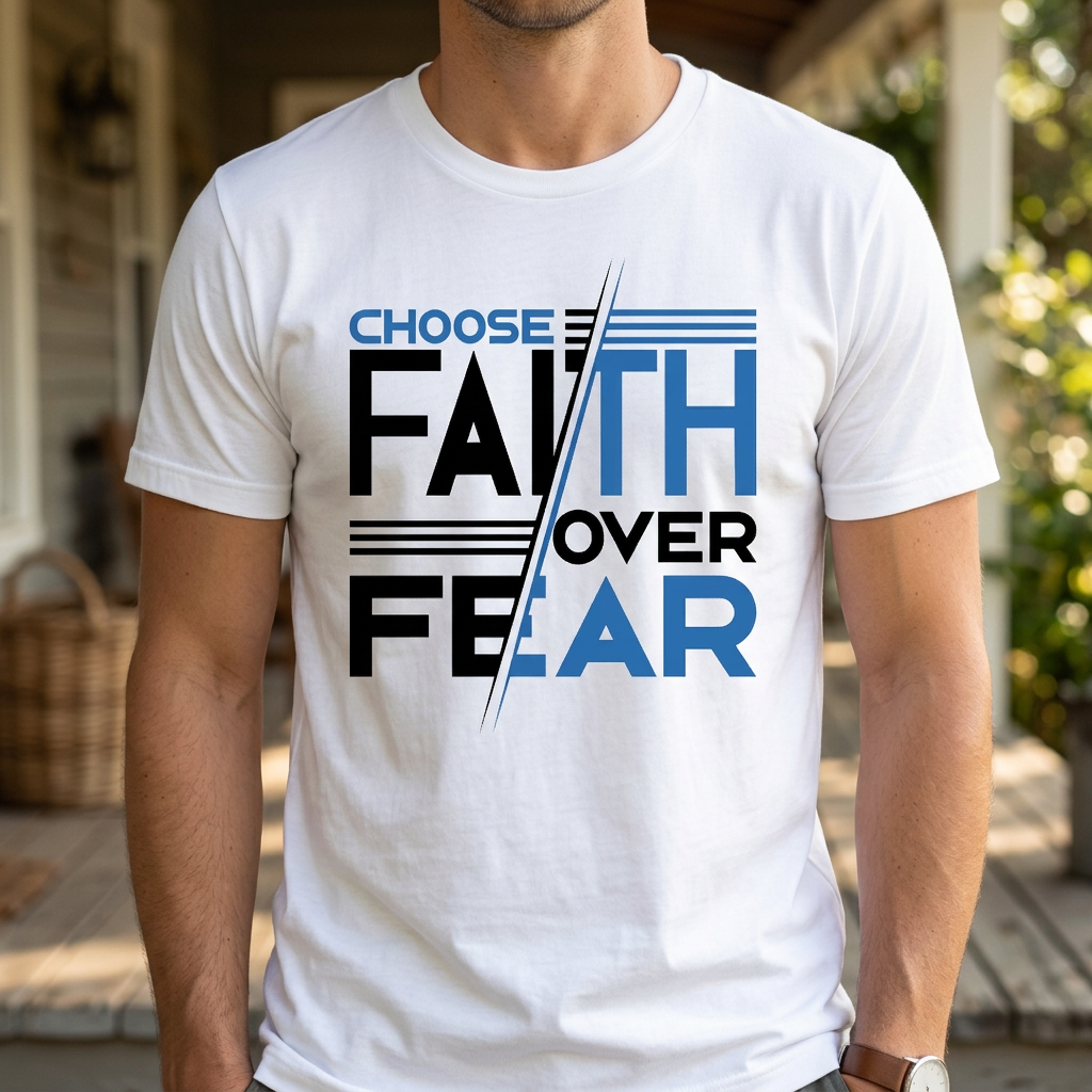Choose Faith Over Fear Christian T Shirt white unisex faith apparel